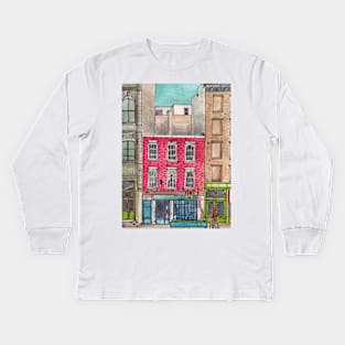 Tribeca Manhattan New York City Art Print - Iconic Tiny's 135 and The Bar Upstairs Kids Long Sleeve T-Shirt